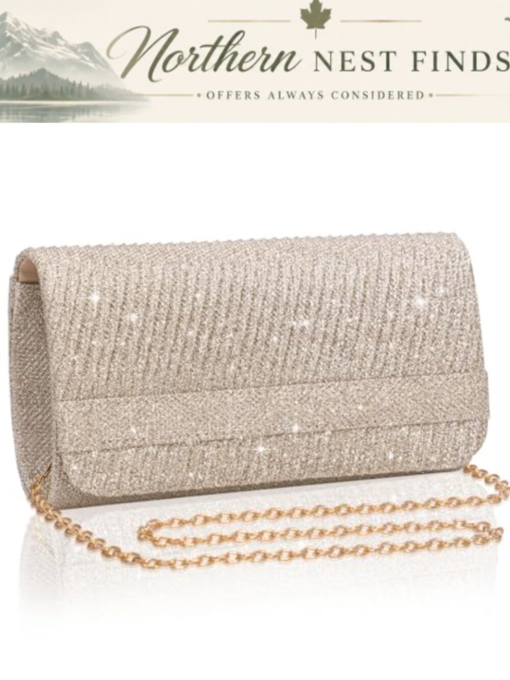 Elegant Evening Clutch with Chain Strap Formal Party Wedding Prom Purse